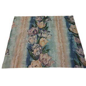 Vintage Pastel Floral Pillow Sham Standard Watercolor Stripe 90s Dan River Retro